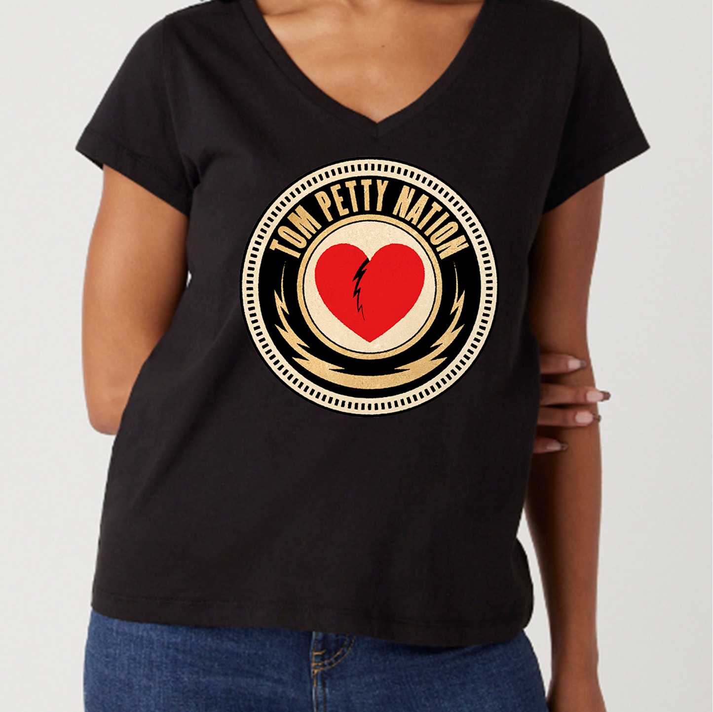 Official Tom Petty Nation Logo Ladies V-Neck