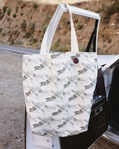 Stamped Logo Canvas Shopping Tote
