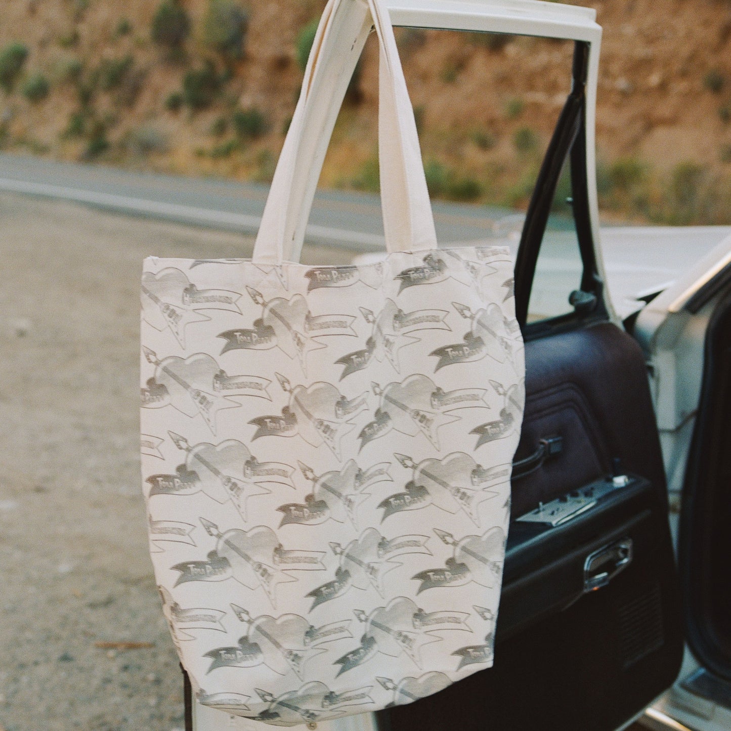 Stamped Logo Canvas Shopping Tote