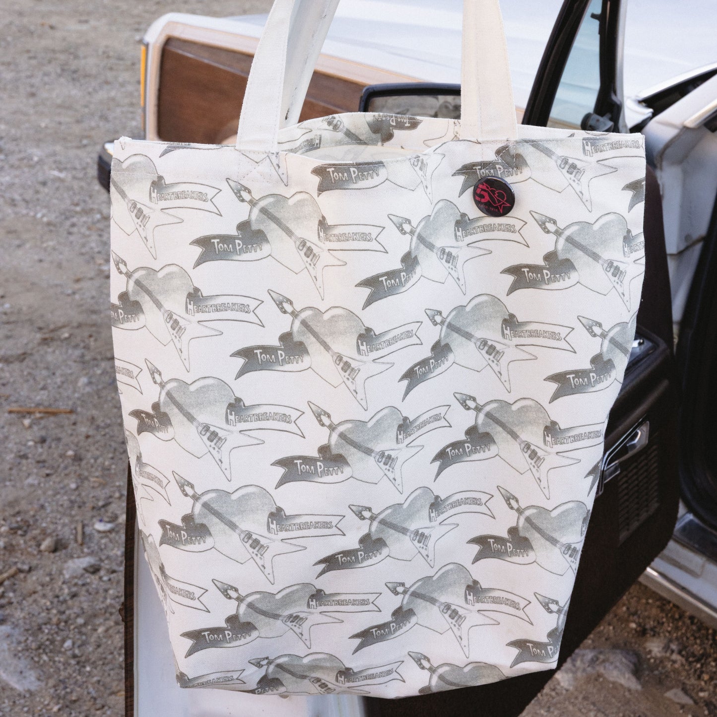 Stamped Logo Canvas Shopping Tote
